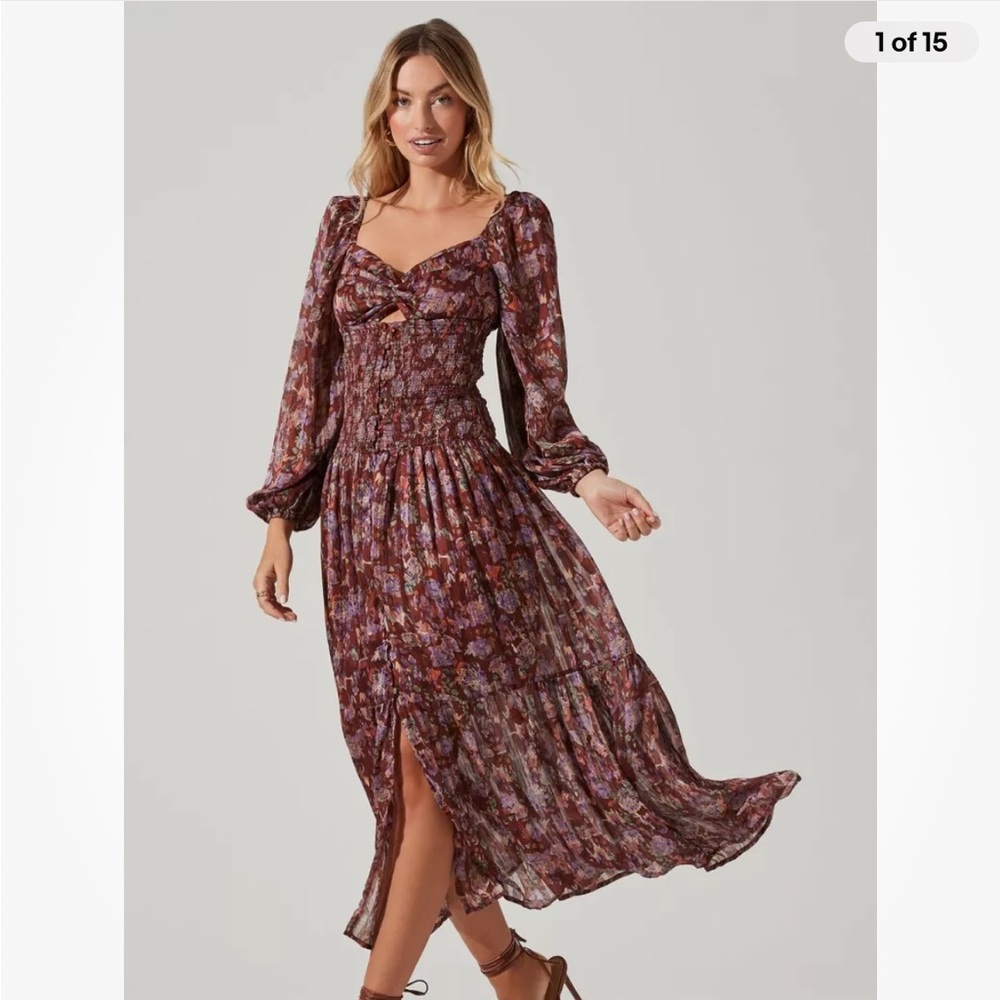 ASTR the Label Arlette Floral Long Sleeve Maxi Dress New with Tags Size Large - Picture 5 of 16